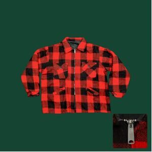 Vintage 70s Red Black Buffalo Plaid Wool Shacket Boxy Oversized XXL